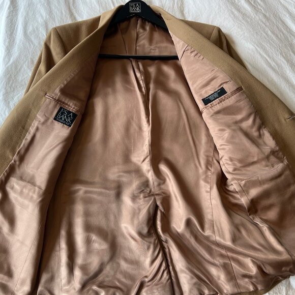 100% Cashmere Jos. A Bank Sportcoat Jacket, Camel Tan - Picture 2 of 4